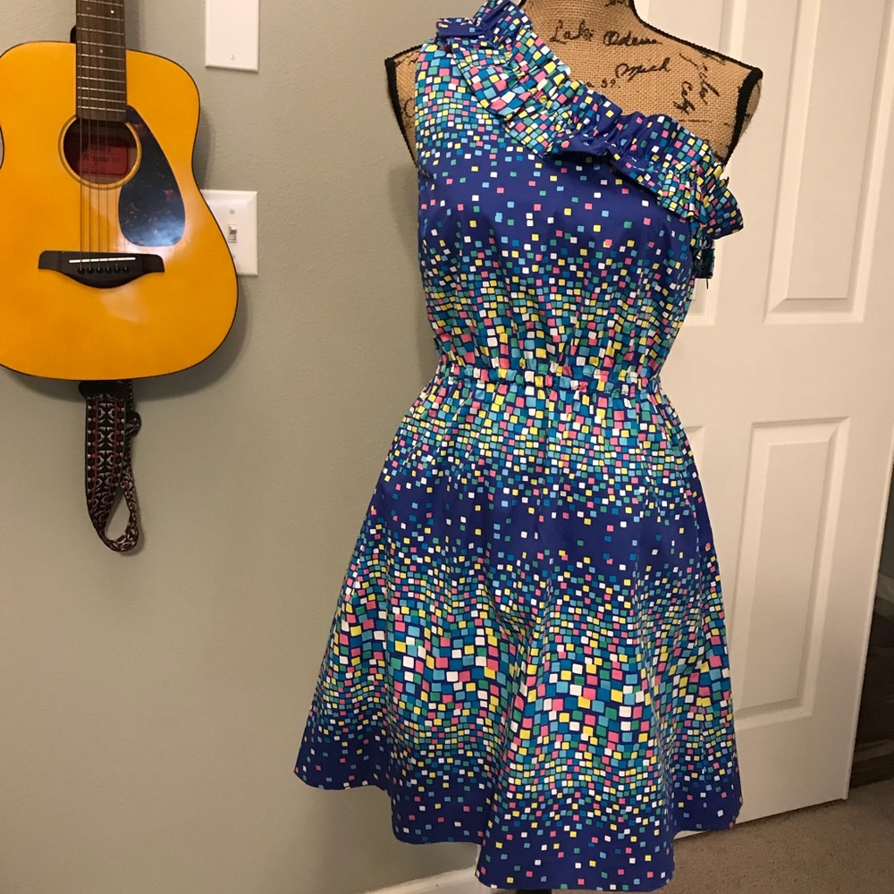 Ellen & Ollie blue one shoulder dress size 8